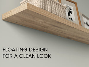English Elm Shelves - Natural Oak Finish, 2-Tier Compact Storage Solution For Stylish Living Room Décor B097P395886-GIGA