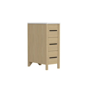English Elm 12" Freestanding Bathroom Vanity with Countertop Soft Close Drawer and Tapered Legs T3785P442248
