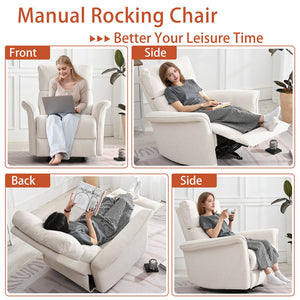 English Elm Manual Rocker Recliner Chair - Plush Gray Velvet Glider For Small Spaces, Home Theater & Nurseries W1028S00047