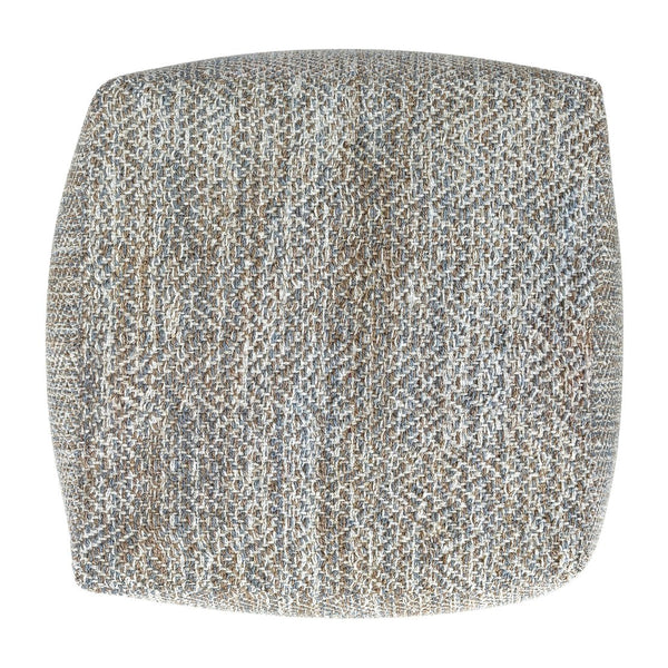 English Elm Nate Handwoven Cotton Square Pouf Artisan Footrest for Bohemian Living Rooms Gray B136P427595