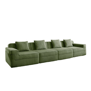 English Elm Modular 4-Seat Boneless Sofa - Cloud Sectional Couch With Plush Corduroy & Customizable Comfort W3041S00334