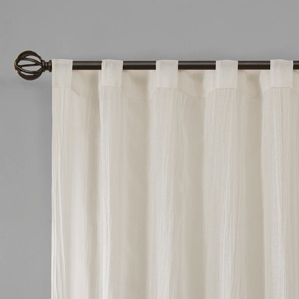 JLA Home Madison Park - Solid Crushed Sheer Curtain Panels Pair — Semi-Sheer Textured Drapes for Soft Light, Layering & Style White MP40-4498