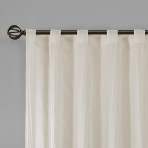 JLA Home Madison Park - Solid Crushed Sheer Curtain Panels Pair — Lightweight Textured Window Drapes That Gently Filter Light and Add Elegant Movement White MP40-4497