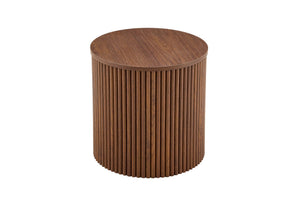 English Elm 2-piece Round Nesting Tables with Fluted Column Base Hidden Storage Oak Grain Finish Walnut W3875P396845