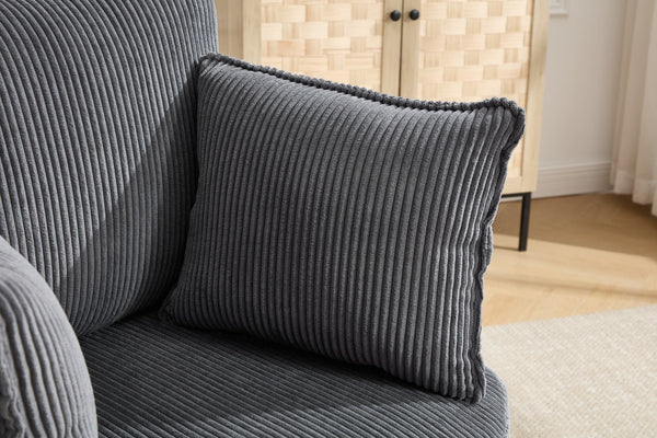 English Elm swivel Barrel Accent Chair with Solid Wood Frame & Metal Base, 350 lb Capacity, Sleek Curved Backrest Elegance Grey W2120P293680