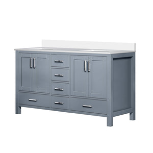 English Elm Dark Grey Double Bath Vanity 60” W X 22” D With Durable White Quartz Top & Ample Storage Options B2731P258881