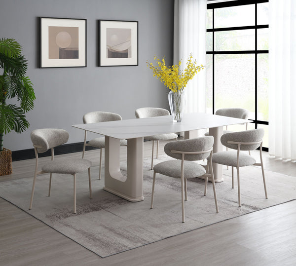 English Elm Modern Luxury Dining Chairs Set of 2 Beige Padded Seat Back Metal Frame Comfortable Stylish Dining Gray+Beige 23 L x 35 W x 22 H B2741P345860