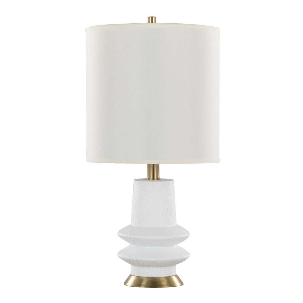 English Elm Lloyd 26" Contemporary Table Lamp Set Of 2 - Matte White Polyresin & Brass Accents For Modern Spaces B202P224003