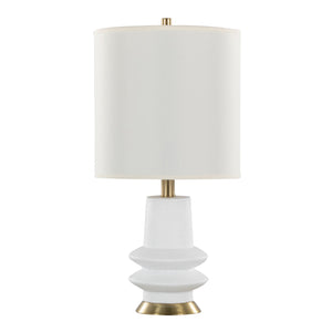 English Elm Lloyd 26" Contemporary Table Lamp Set Of 2 - Matte White Polyresin & Brass Accents For Modern Spaces B202P224003