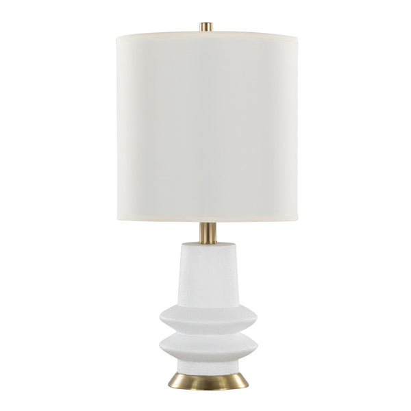 English Elm Lloyd 26" Contemporary Table Lamp Set Of 2 - Matte White Polyresin & Brass Accents For Modern Spaces B202P224003