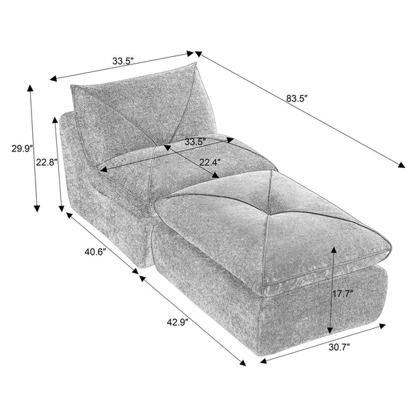 English Elm Modern Chenille Modular Sofa with Built-in Foot Pedals for Comfortable Living Rooms Dark Gray W3396P463875