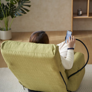 English Elm Adjustable green rotatable lounge chair with head/waist support, 360° swivel, spring seat, phone holder W244P172641