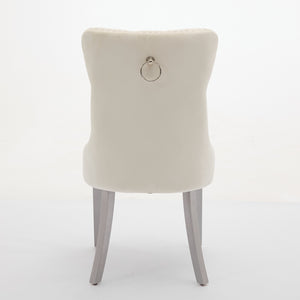 English Elm A&a Furniture Nikki Velvet Wingback Dining Chairs Tufted Nailhead Set of Two W1143P179489