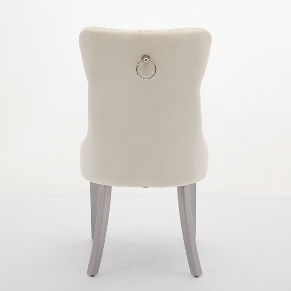 English Elm A&a Furniture Nikki Velvet Wingback Dining Chairs Tufted Nailhead Set of Two W1143P179489