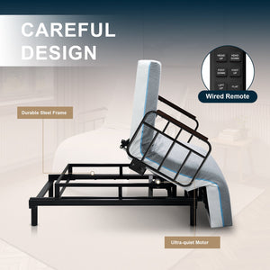 English Elm Electric Lift Bed with OKIN Motor, Memory Foam Mattress, Quiet 50,000-Cycle Frame, Fall-Safe Rails Black,Grey W2699S00061