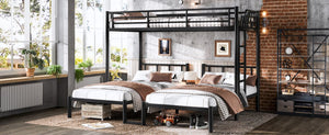 English Elm Twin Triple Bunk Bed Metal L-shaped Frame Sleeps Three Kids White Finish Black W1580S00615
