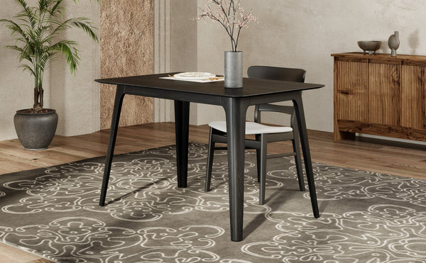 English Elm [video] Mid-century Modern Dining Table Rubberwood Splayed Legs Faux Grain Top Seats Four N759P222557B