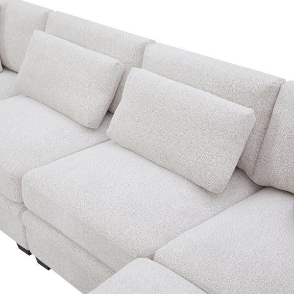 English Elm Christopher Knight Home® - 7-Piece Reversible Modular Corner Sectional - Beige Fabric, Flexible Seating For Modern Living Spaces N771P345839_N771P345840_N771P345841_N771P345842M