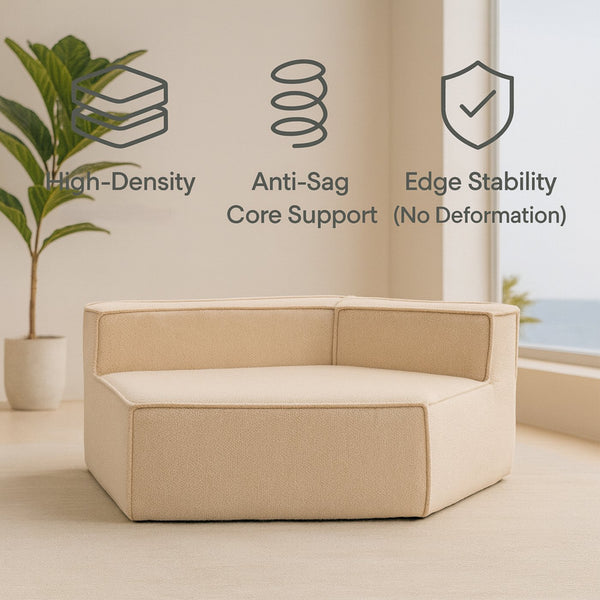 English Elm Beige Teddy Fleece Modular Floor Lounge Chair Foam Cushioned Cozy Dorm Living Room W3326P354557