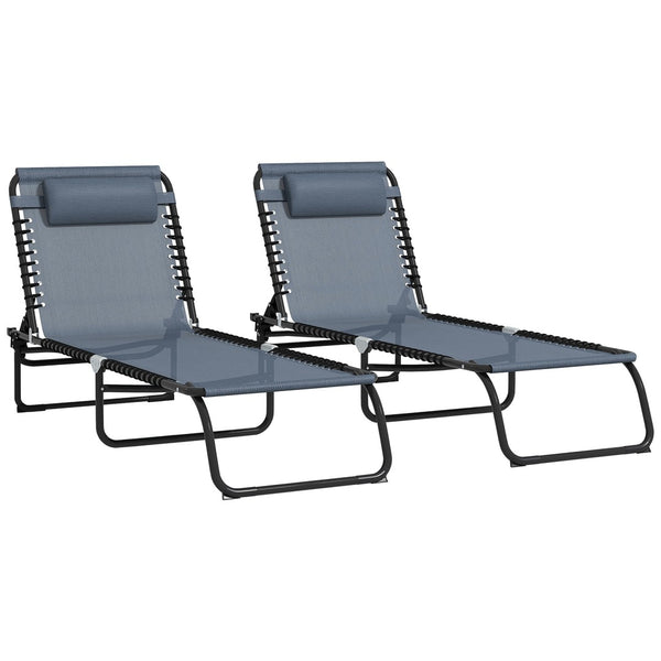 English Elm Outsunny Folding Chaise Lounge Chair – 4-Position Recline, Breathable Mesh, Portable & Rust-Resistant W2225P229491-GIGA