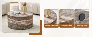 English Elm Cave Stone Patterned Mdf Round Coffee Table for Minimalist Industrial Living Rooms W1151P460954