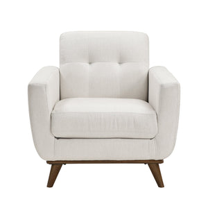 English Elm Contemporary Tufted Back Accent Chair with Reversible Removable Cushion, Solid Wood Legs, Cozy Upholstery Beige 36.5 L x 30.5 W x 20.5 H B011P379437