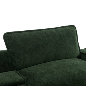 English Elm 111" Chenille Sectional Sofa with Storage Ottomans Usb Charging and Cup Holders N719P292719F