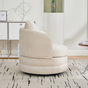 English Elm 30"w Swivel Barrel Accent Chair Chenille Upholstered Club Seat for Living Room Reading Beige W3118P462479