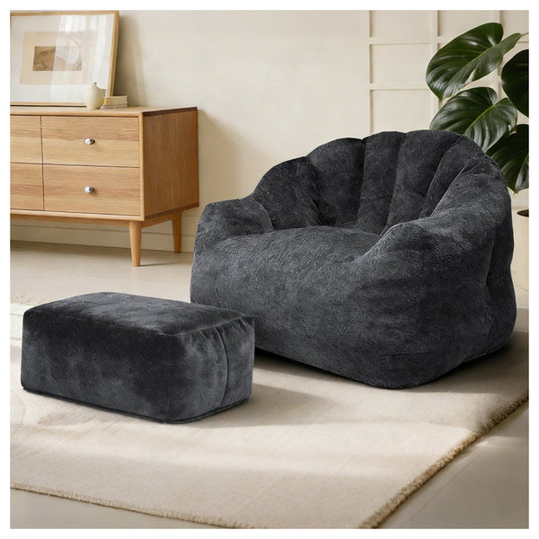 English Elm Bean Bag Lounge Chair with Armrests High Density Memory Foam Adult Seating Black W3737P423757