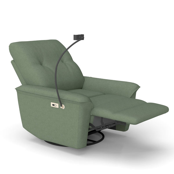 English Elm 270° Swivel Power Recliner Velvet Glider Rocker with Usb Ports for Living Room Dark Green W1028S00059