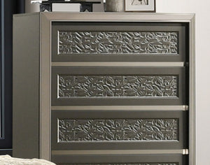 English Elm Contemporary Chic Five-Drawer Chest with Chrome Legs, High-Gloss Coating, Smooth Modern Design Dark Gray 37 L x 22 W x 54 H B2741P369859