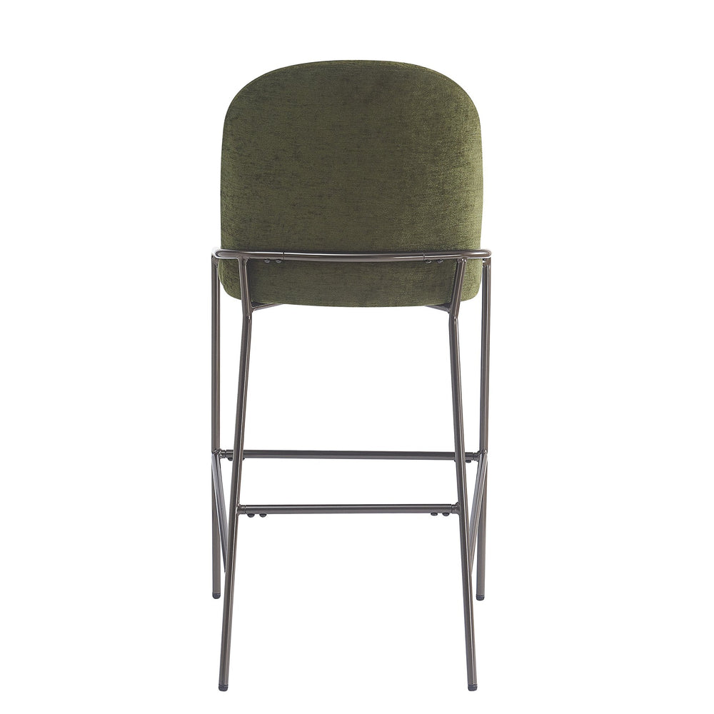 English Elm Christopher Knight Home® - Galen Upholstered Metal Barstool Set of 2 with Plush Stain-Resistant Fabric, Ergonomic Modern Design Green N775P290453N