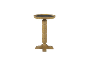 English Elm Spot Pedestal Accent Table with Turned Base and Sculpted Feet for Cozy Living Spaces Tan B2699P447490
