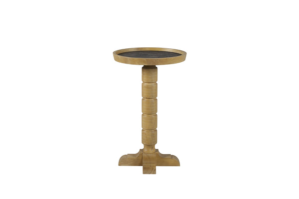 English Elm Spot Pedestal Accent Table with Turned Base and Sculpted Feet for Cozy Living Spaces Tan B2699P447490