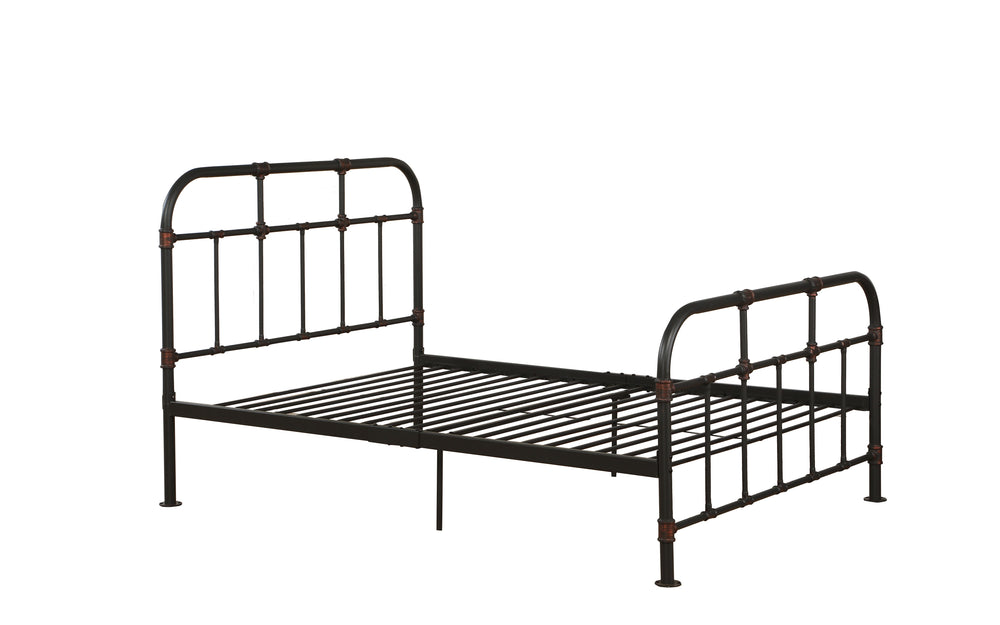 English Elm Sandy Metal Full Panel Bed with 20 Slats — Sandy Grey Durable Frame, Supportive Comfort & Style B062P215390