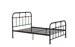 English Elm Sandy Metal Full Panel Bed with 20 Slats — Sandy Grey Durable Frame, Supportive Comfort & Style B062P215390