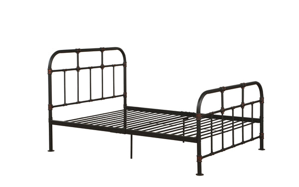 English Elm Sandy Metal Full Panel Bed with 20 Slats — Sandy Grey Durable Frame, Supportive Comfort & Style B062P215390