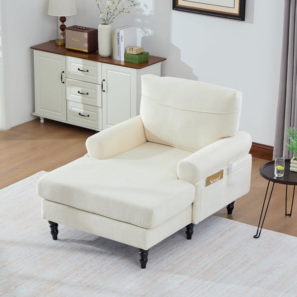English Elm Modern Chenille Fabric Recliner Chaise Lounge Sofa with High-Resilience Foam, 550LB Capacity, Cozy Plush Backrest and Armrests for Living Room Relaxation Beige W395P371331