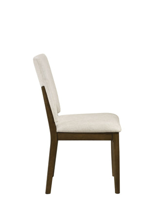 English Elm Modern Upholstered Dining Side Chairs Set of 2 Beige Fabric Contoured Support Seating B011P490004