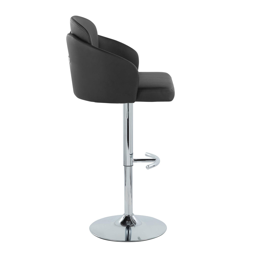 English Elm Fixed-height Swivel Counter Stools with Faux Leather Seats and Chrome Footrest Set of 2 Black B202S02176