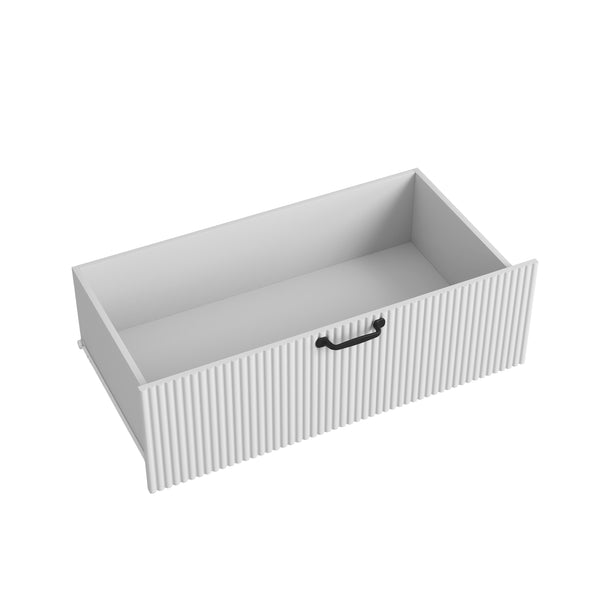 English Elm 8 Drawer Tall Chest Slim Particleboard Build Smooth Gliding Storage for Bedroom Closet White W409S00009