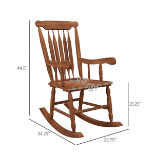 English Elm Outsunny Outdoor Wood Rocking Chair For Garden & Patio - 350 Lbs Capacity, High Back Comfort Rocker W2225P174333-GIGA