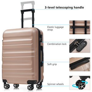 English Elm Hardshell Abs Four Piece Luggage Set with Spinner Wheels Tsa Lock Packing Cubes Champagne N730P262653E