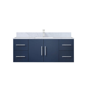 English Elm Navy 48" Bath Vanity with Carrara Marble Top, Soft-Close Drawers, Chrome Faucet, Ample Storage B2731P258648