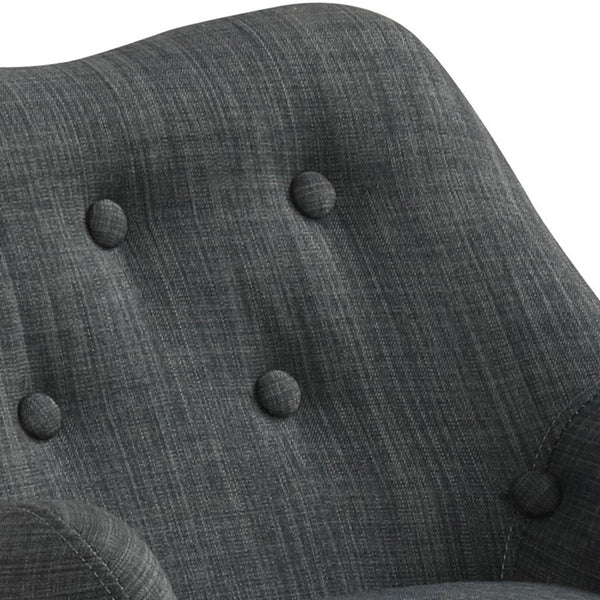 English Elm Linen Kids Chair with Button Tufted Back and Natural Wooden Legs — Cozy, Durable Seating for Playrooms Dark Gray B016P404107