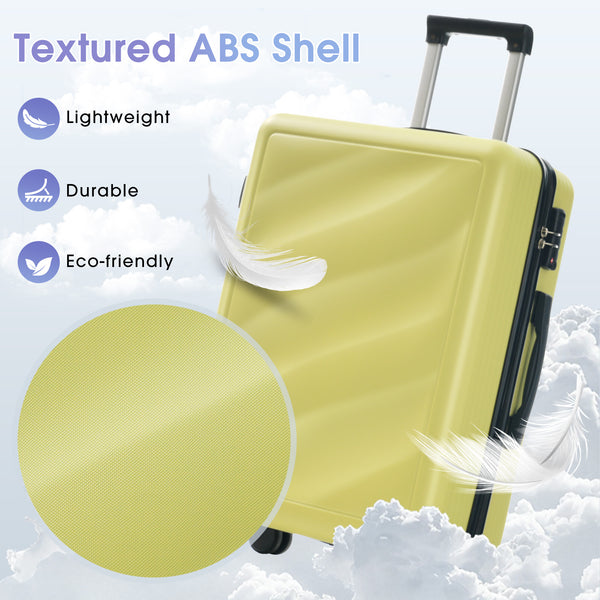 English Elm Luggage Set Three Piece Hard Shell Abs Suitcases with Spinner Wheels Tsa Lock Travel Tea Green N730P304620G