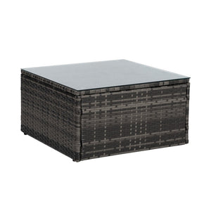 English Elm Patio 6-Piece Pe Wicker Furniture Set With Glass Coffee Table – Stylish Outdoor Seating For Relaxation W1703S00025-GIGA