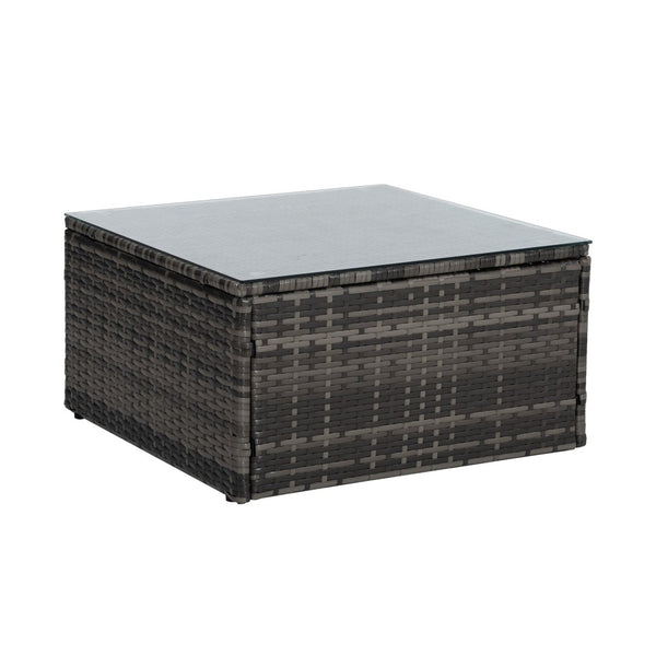 English Elm Patio 6-Piece Pe Wicker Furniture Set With Glass Coffee Table – Stylish Outdoor Seating For Relaxation W1703S00025-GIGA