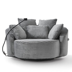 English Elm Swivel Barrel Accent Chair Chenille Tufted Round Club Seat for Living Room Lounge Grey N719S002320E