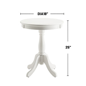 English Elm Round Pedestal Accent Table - White Cottage Style Wooden Round Top, Turned Solid Wood Legs, MDF base B016P311073